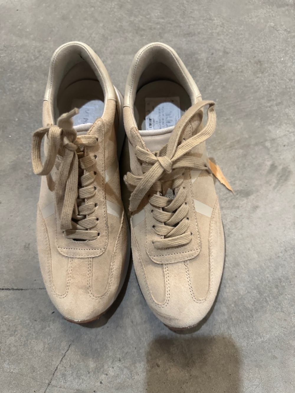 Vince Beige Suede Low-Top Sneakers